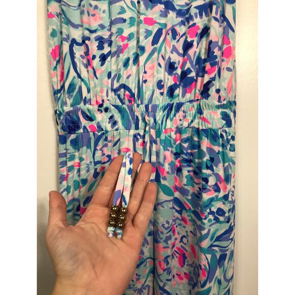 New Lilly Pulitzer Paulina Jumpsuit Tank XS Breakwater Party Wave Print Summer - Picture 8 of 15
